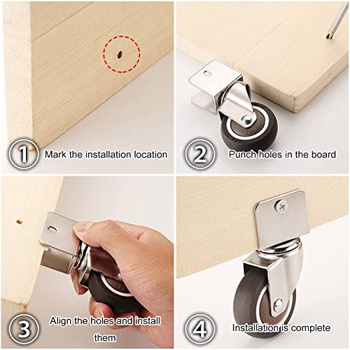 1インチ、1.25インチ、1.5インチ、2インチの回転式キャスターホイール、ブレーキ付き4個セット、UブラケットTPEラバーキャスタ