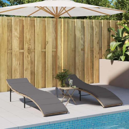 Chaise longue de jardin pliable beige résistant aux intempéries pour petits espaces et balcons encombrés - 3