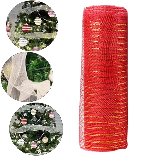 rockible Fita de malha para Natal, 10 jardas, ideal para decoração e embrulho, Style C