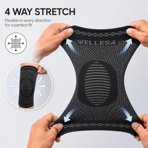 Image of WELLESA NeoSoft Knee Support Knee Cap for Men & Women | Pain Relief knee Brace Compression Knee Sleeve for pain relief vericose veins Sports, Gym & Injury Recovery (1 Pair) Medium