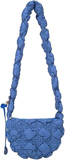 ARVALOLET Bolso de hombro para mujer pequeña bolso de hombro acanalado acolchado bandolera nylon plisado moda color sólido bolso de hombro embrague femenino, azul oscuro