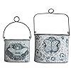 Primitives by kathy versatile decorative buckets set of 2 vintage blue and white watercolor folk art inspired metal buckets with top wire loops for hanging  urban country home decor