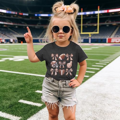 Image of JINTING Football Shirts for Boys Girls Game Day Tshirt Toddler Football Season Tee Kids Bow Coquette Tops