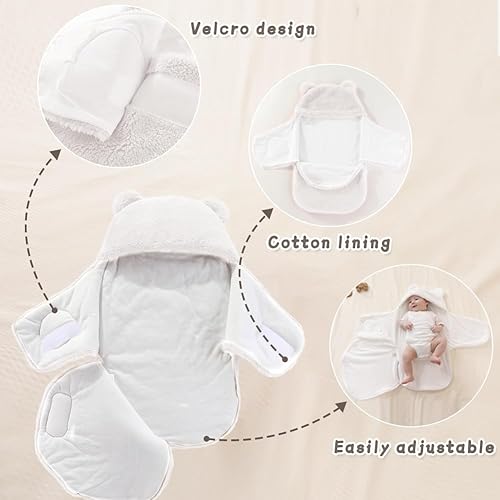 Miniatura 3 de XIFAMNIY Saco de dormir para bebé recién nacido, manta de recepción de felpa suave, suave para recién nacido, para bebés de 0 a 3 meses