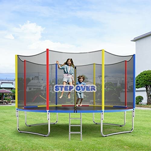Image of STEP OVER 6FT,8FT,10FT,12FT, 14FT, 16FT Trampoline (14 FEET) for Kids /Adults || Indoor /Outdoor (Supports Upto 260kgs)||Enclosure net and Poles Safety Pad Ladder Jumping Mat ||Heavy Duty||2026 Edition