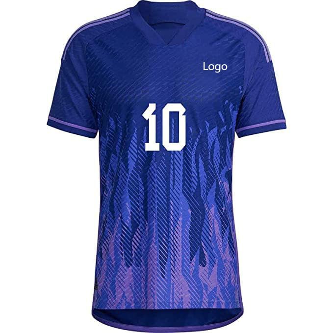 Image of Football Soccer Barce Messi 10 Jersey Set Football T-Shirt with Black Shorts (Kid's, Boy's & Men's)