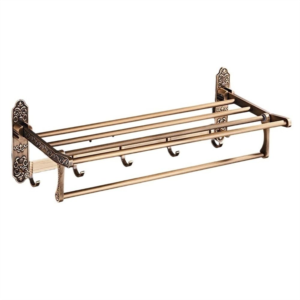 Shower Caddy Organizer Towel Rack with Towel Bar and 7 Hooks 19 6 Folding Towel Shelf with Beautifully