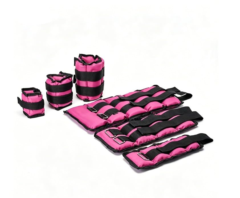 Wrist & Ankle Weights Set โ Pair Adjustable Weighted Straps for Fitness, Walking, Running & Strength Training | Soft Comfortable Design for Men & Women (Pink, 2kg Pair)