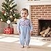 RSRZRCJ Baby Girls Christmas Romper Santa Claus Embroidery Doll Collar Long Sleeve Jumpsuits for Newborn Fashion Clothes (Blue, 6-12 Months)