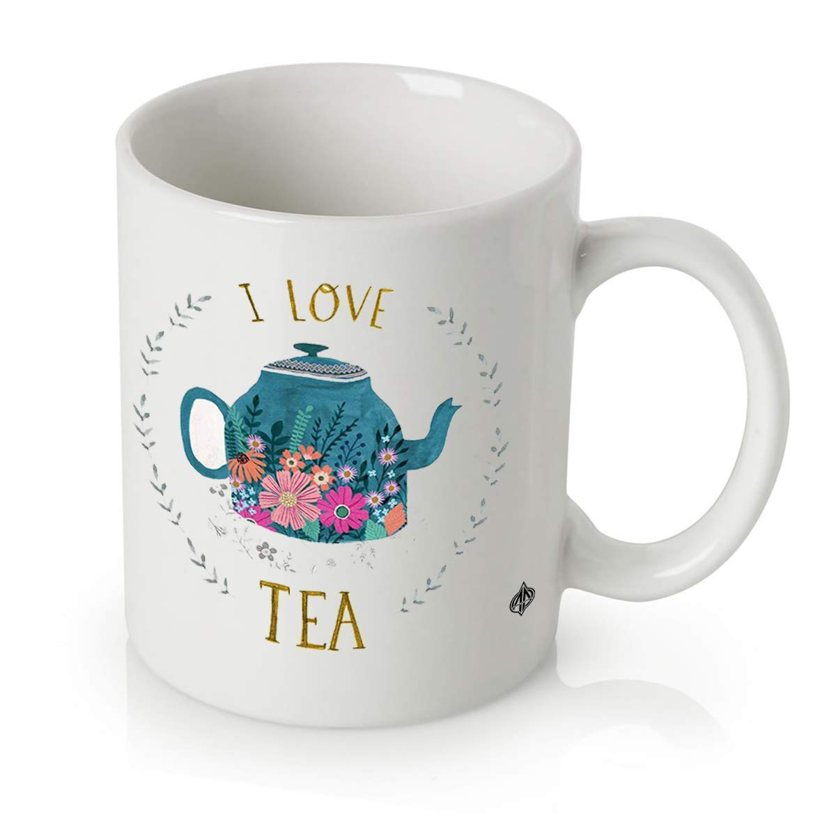 local325mL White ceramic mug with I Love Tea logo