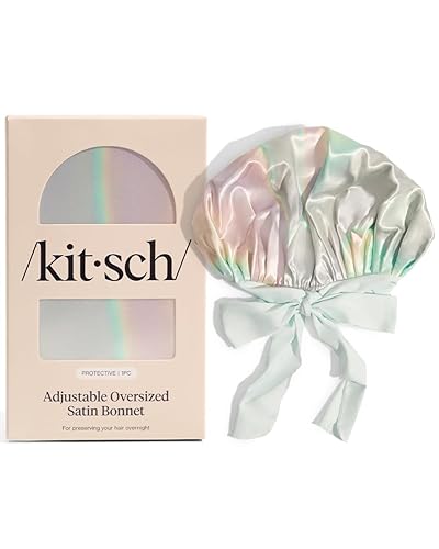 Miniatura 9 de Kitsch Gorro de satén XL para dormir, más suave que el gorro de seda para mujer, ajuste seguro, gorra de noche ajustable para cabello rizado y