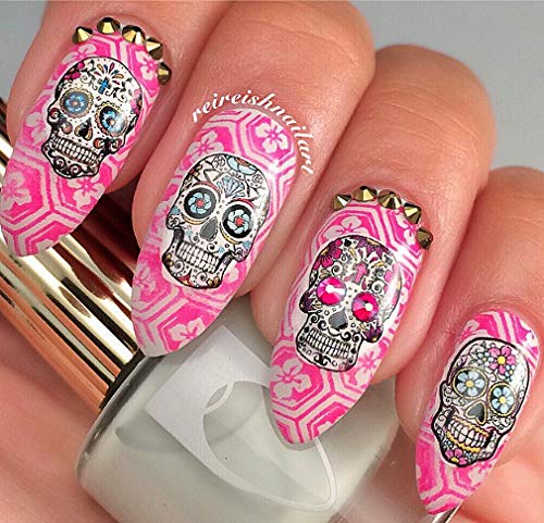 Sugar Skull Nail Art Day of the Dead Decals Assortment #3 - Featured in Rachael Ray Magazine October 2014!