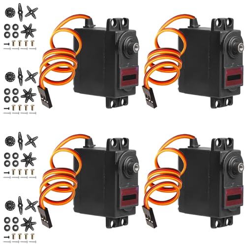 Velocità: 0,17 sec/60 gradi a 4,8 V; 0,13 sec/60 gradi a 6,0 V. Coppia a 6 V 12 kg/cm, 7,2 V 13 kg/cm.