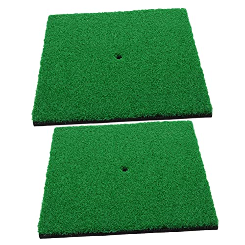 Kisangel Golfing Practice Accessory 2pcs Hitting Mat Golf Training Mat Grass Texture for Home and Office