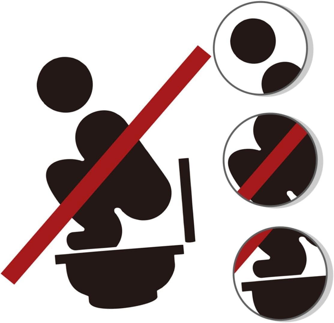 2 Sheets Removable Toilet Decal Bathroom Wall Sign Sticker Warning No Squatting Toilet Seat Easy to Install and Clean Restroom Cling for Home and Public Washrooms