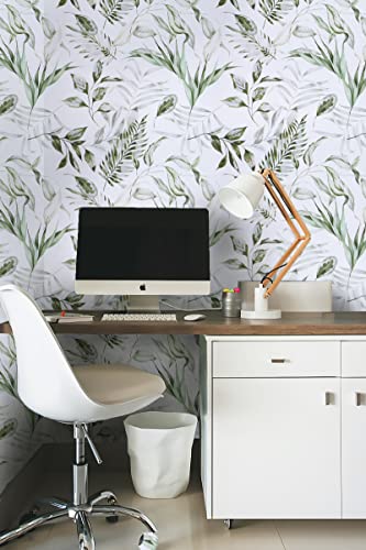 Peel And Stick Wallpaper Green Leaf Wallpaper Removable Leaf Contact Paper Self -Adhesive Floral Wallpaper For Walls Covering Waterproof Easy To Clean Vinly Wall Paper Rolls 15.7Inchx78.7Inch #TOP3