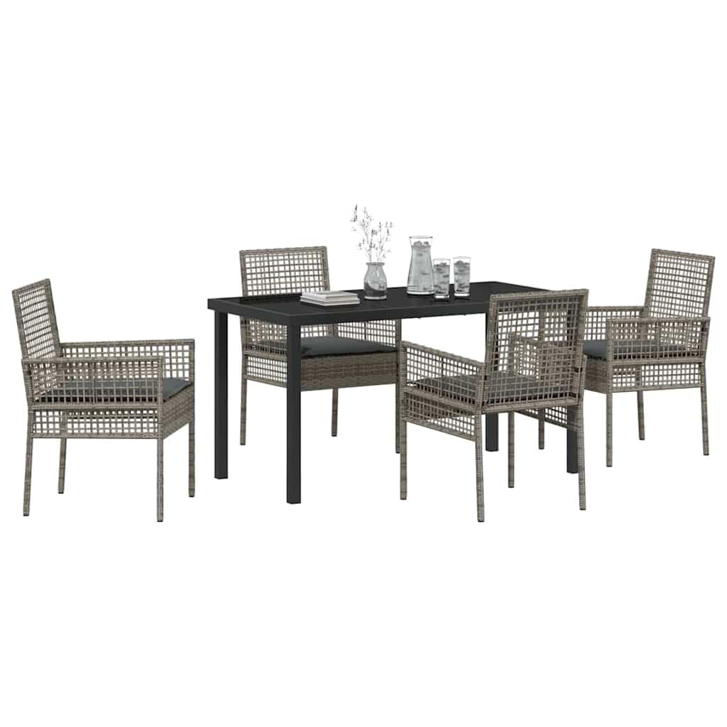 Ensemble de salle à manger pour jardin gris en poly rotin vidaXL 5 pcs