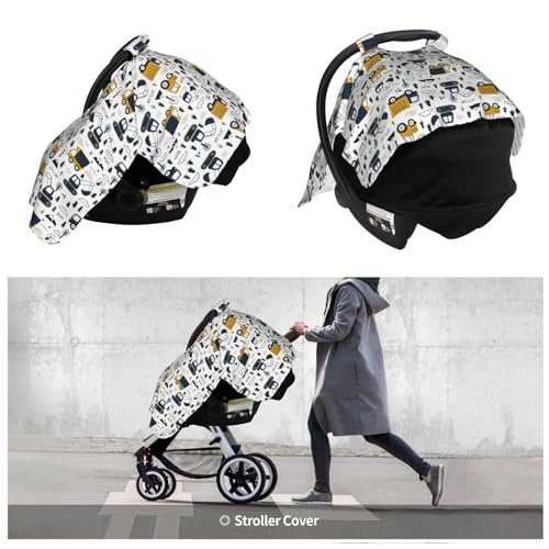 Image of Cars Truck Tractor Baby Car Seat Canopy Nursing Cover for Newborn Car Seat Breastfeeding Covers Blanket Newborn Shower Gift