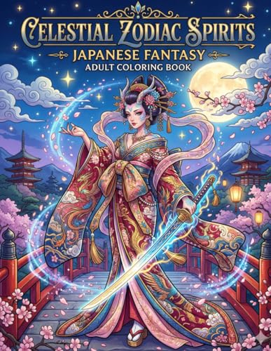 Celestial Zodiac Spirits: A Japanese Fantasy Coloring Book