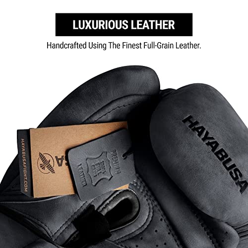 Image of Hayabusa T3 LX Leather Boxing Gloves Men and Women for Training Sparring Heavy Bag and Mitt Work - Obsidan, 12 oz