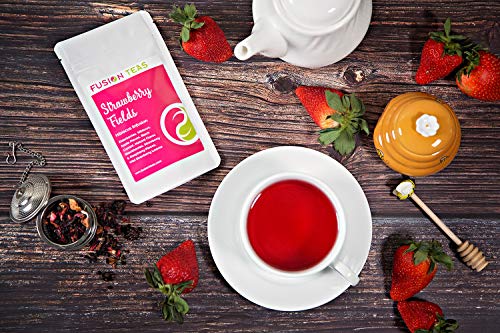 Strawberry Fields Hibiscus Herbal Fruit Tea - Caffeine Free Loose Leaf Bulk Berries Herbs And Fruit - 1 Pound (16 Oz) Pouch #TOP5