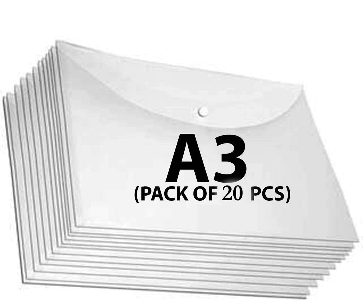 CAMPIO A3 Size My Clear Bag, Multipurpose Specially for Architecture documents and Paintings, Made up of White Transparent Sheet - (Pack of 20 pcs | Size: 13 X 18 inch)