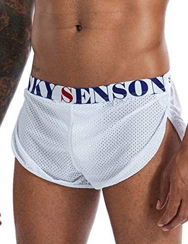 Image of MIZOK Men's Slit Side Bodybuilding Shorts Breathable Mesh Workout Yoga Short