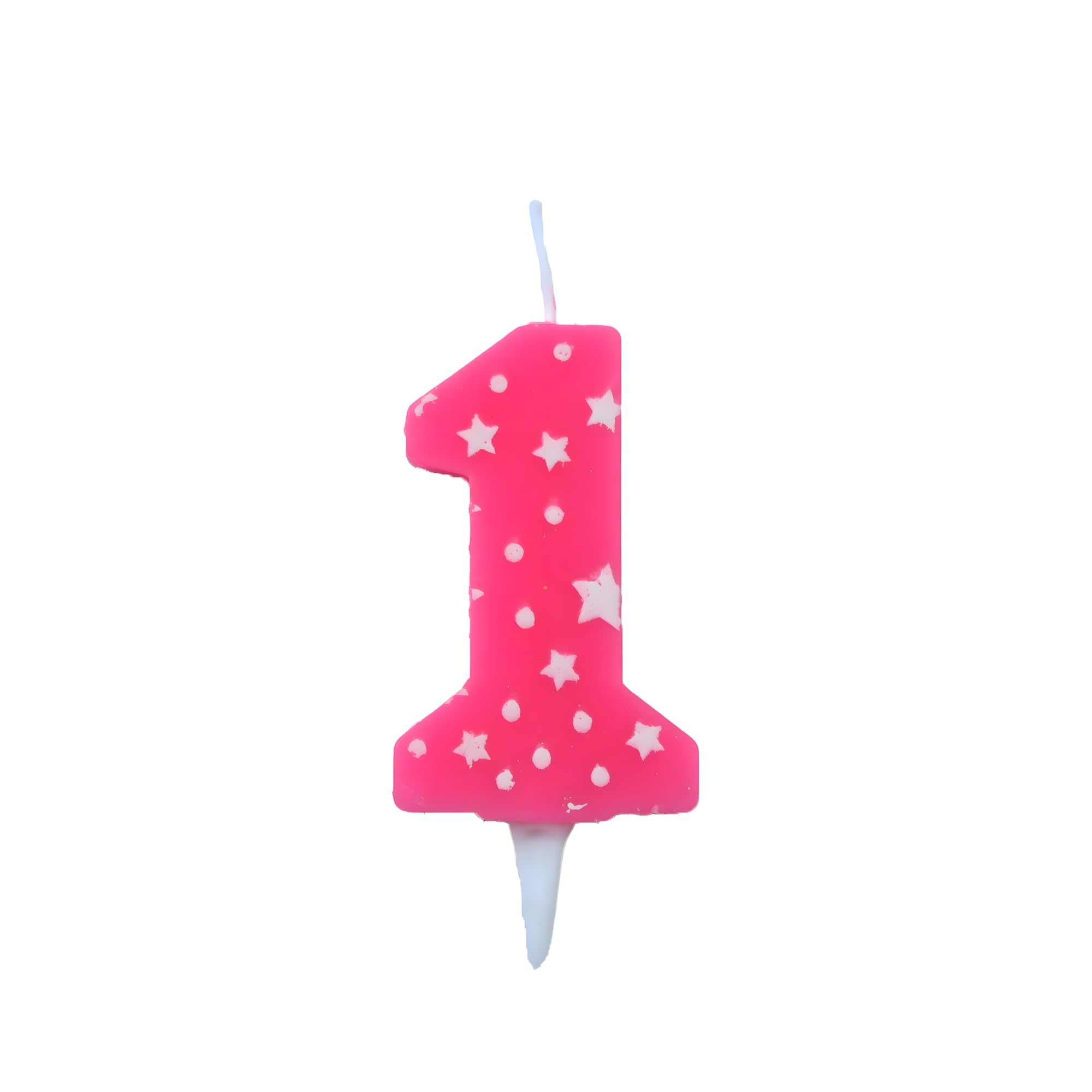 Juzfun Birthday Number Candles 1 for Cake Decoration Topper First Year Wedding Anniversary Party Kids Celebration Star Pink Colour Size : 4.3 x 6.3 CM