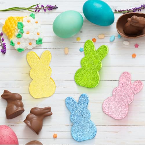 Decoración de Pascua de conejos de madera Jremreo set de 4 centros de mesa 7