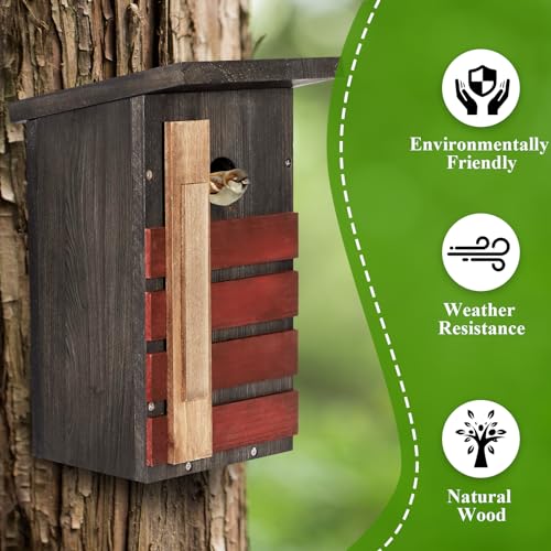 NATUREYLWL Bird House for Outside,Bluebird House for Outside,Roosting Boxes for Robins, Finches and Garden Birds，Outdoor Wild Bird House - Thumbnail 5