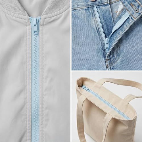 Image of Sawoake 2PCS #5 10 Inch Sueparating Jacket Zippers for Sewing Coats Jacket Zipper Light Blue Molded Plastic Zippers Bulk Tailor DIY Sewing Tools for Garment /Bags /Home Textile