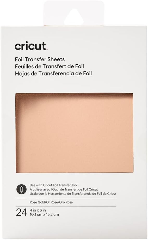 Cricut – Lot de 24 feuilles de transfert en aluminium, or rose, 10,1 cm x 15,2 cm, pour une utilisation avec l'outil de transfert Cricut (vendu séparément)