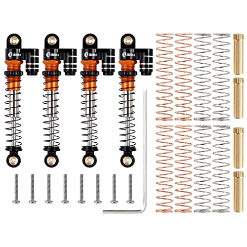 Injora Rc 43Mm Shocks Aluminum Threaded Tele Absorber Damper For 1/24 Rc Crawler Car Axial Scx24 Axi90081 Deadbolt Micro Crawler（Gold） #TOP6