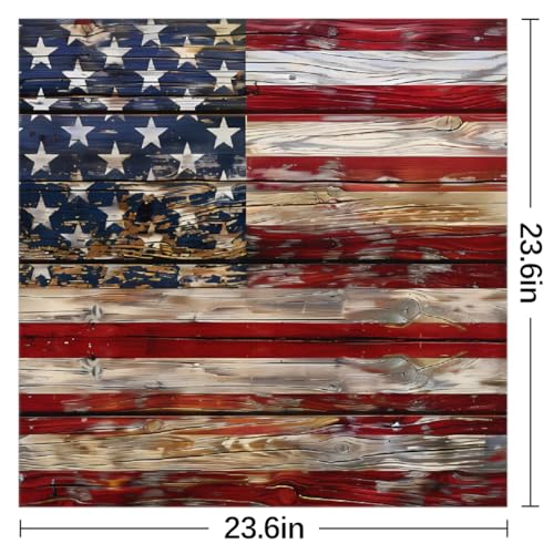 Old Wooden American Flag Square Silk Scarf for Women, 23.6" Lightweight Fashion Scarves Wraps, Silk Like Hair Neck Scarf Headband Bandanas for Ladies2