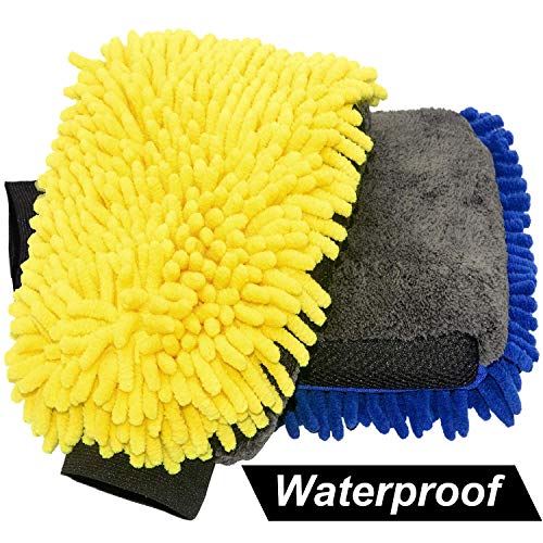 BUIEBOY Car Wash Mitt - 2 Pack Extra Large Size - Winter Waterproof