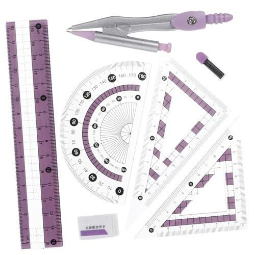 ledmomo 多機能三角定規 点入り 学生向け製図コンパス 透明量角器 軽量持ち運び便利 作図 測定 設計用オフィス文具