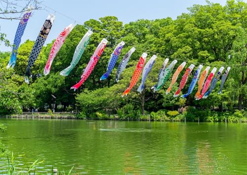 Fond Koinobori Japonais 3x2m pour Décoration de Fête des Enfants