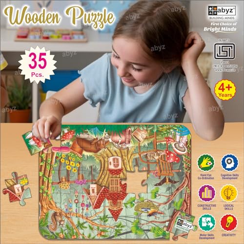 Image of ABYZ Wooden Jigsaw Sleepy TIME Puzzles 35pcs for Kids of Age 4-6 Years