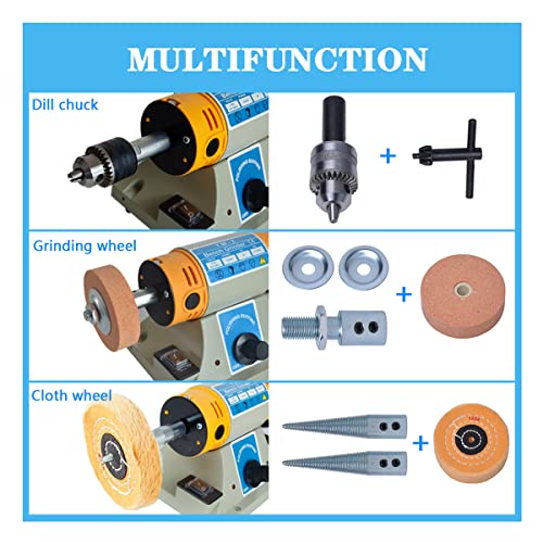 Rebrisbol Jewelry Buffer Polisher Bench Buffer Polisher With Accessories Multi-Function Electric Lathe Grinder For Diy Jewelry, Wood, Dental, Amber, Metal, Jade #TOP1