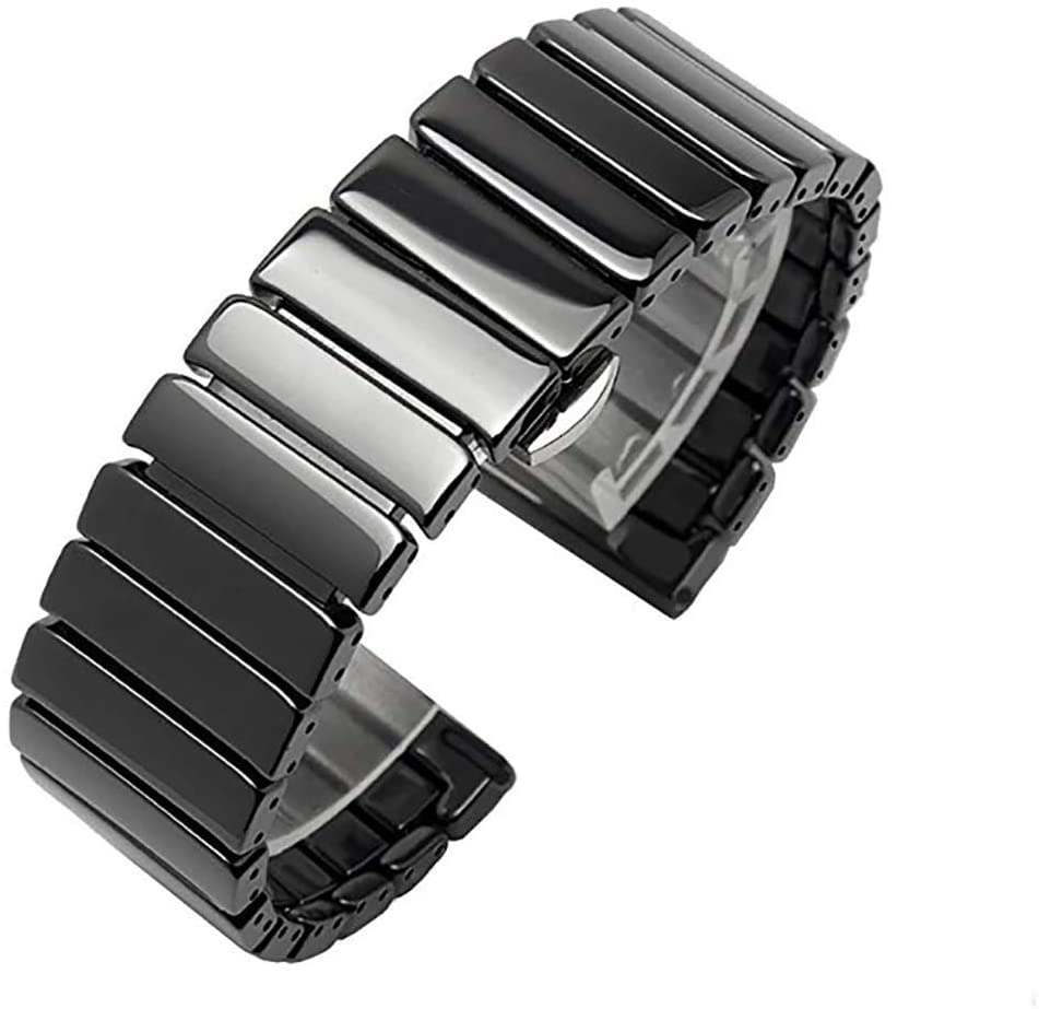 Bracelet de montre en céramique anti-rayure avec fermoir papillon sécurisé