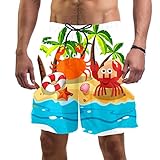 Compañero de playa perfecto: nuestros pantalones cortos de natación para hombre cuentan con patrones divertidos que te harán destacar en la playa; material súper suave que te ayuda a mantenerte cómodo y fresco todo el día mientras te quedas en la playa. No se decolora y es duradero para un uso prolongado.