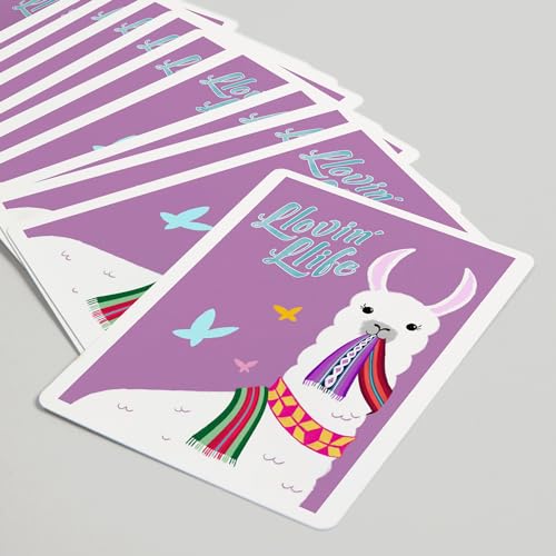 Baraja de póker Llovin' Llife Llama púrpura 52 cartas miniatura 5