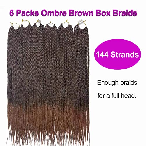 Box Braid Crochet Hair 24 Inch Crochet Braids 144 Strands Ombre Brown Crochet Box Braids T30 Pre Looped Goddess Box Braids Crochet Hair For Black Women (24 Inch Box Braids 6 Pack, T30) #TOP5