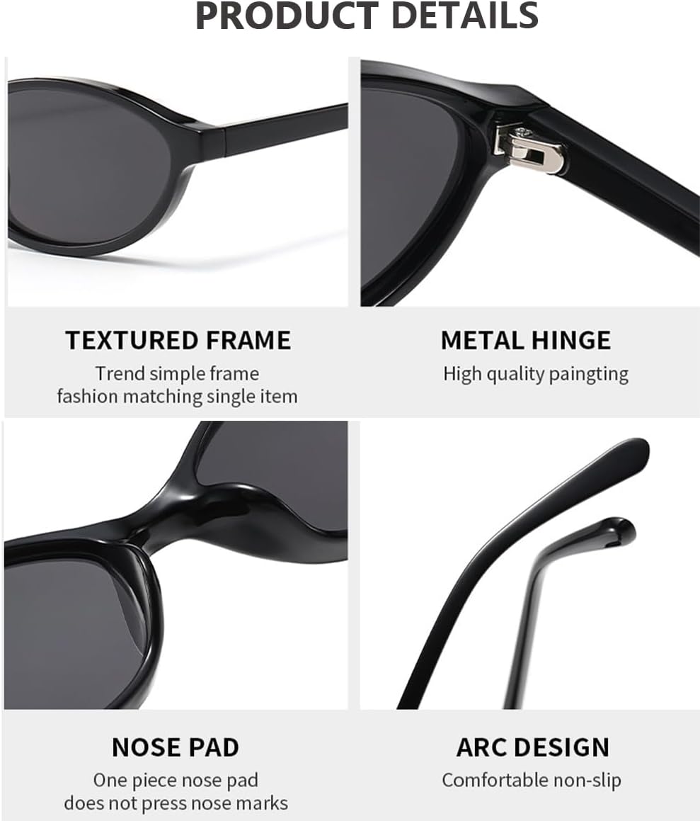 Retro Oval Sunglasses for Women Small Cat Eye 90s Sun Glasses Vintage Y2K Lightweight Sunnies - Image 5