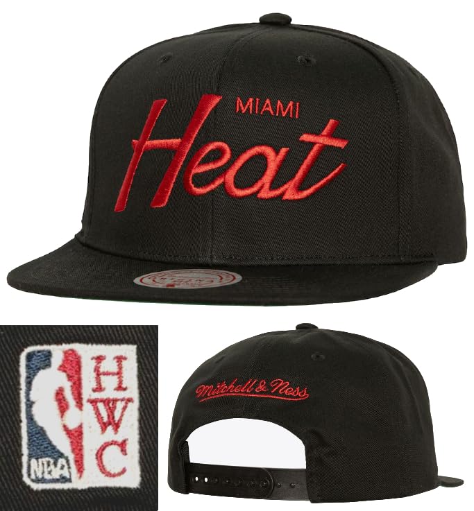 Casquette Mitchell & Ness Miami Heat noir rouge, le modèle authentique snapback 90's draft day