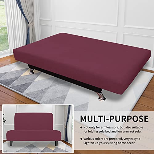 Image of Easy-Going Stretch Medium Futon Slipcover Armless Futon Cover ASH Rose