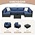 JAMFLY 7 Pieces Outdoor Patio Furniture Sectional Set, Black Wicker Rattan Patio Outdoor Furniture Set with Tea Table Conversation Sets, Aegean Blue