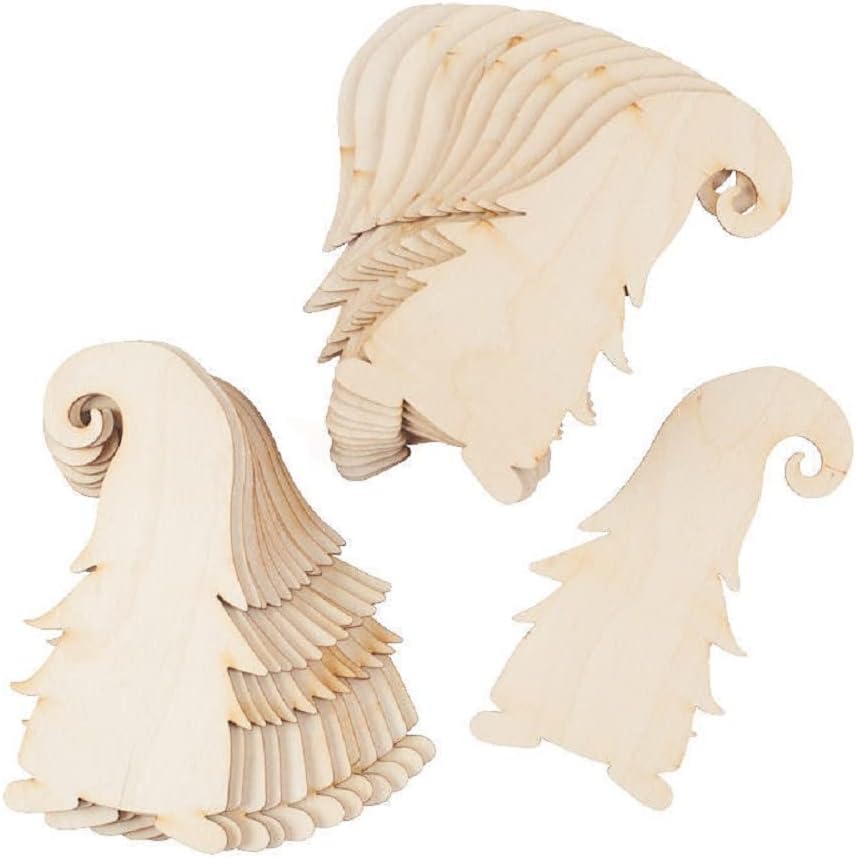 Pack of 24 Unfinished Wood Gnome Cutouts by Factory Direct Craft - Blank Wooden Gnome Cutout Shapes for Christmas DIY Craft Projects and Holiday Decorating