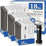 NESCCI Travel Vacuum Bags for Clothing with Rechargeable Wireless Air Pump,18 Pack Compression Seal Packing Bags for Luggage Suitcase,Carry-on Size Space Saver Vacuum Storage Bags