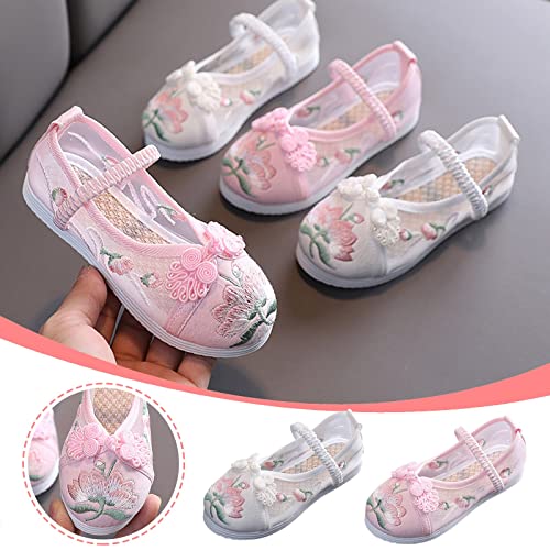 Toddler Baby Kid Girl Shoes Embroidered Costume Sandals Princess Dance Perform Dress Sandals (Pink, 8.5 Toddler)2